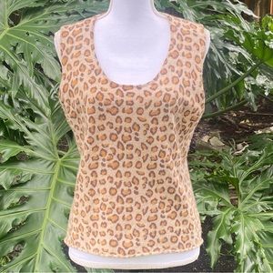 One Girl Who Leopard Print Cashmere Sleeveless Sweater